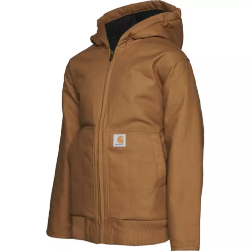 Kids' Carhartt Zip Front Flannel Quilt Lined Hooded Active Jacket - Image 2