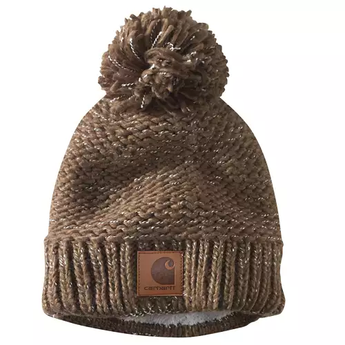Women's Carhartt Rib Knit Sherpa-Lined Pom-Pom Beanie