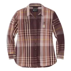 Women's Carhartt Loose Fit Heavyweight Twill Long-Sleeve Plaid Shirt
