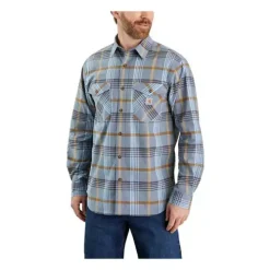 Men's Carhartt Rugged Flex Relaxed Fit Lightweight Plaid Long Sleeve Shirt